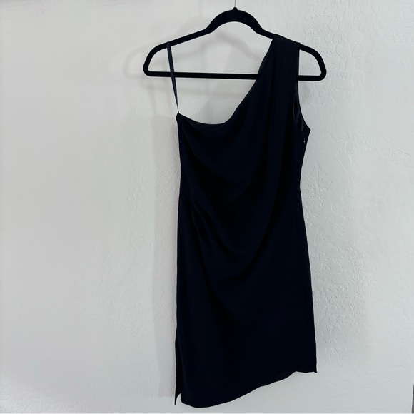 White House Black Market Asymmetrical Black Cocktail Dress. Size 8P. NWT - Picture 2 of 5